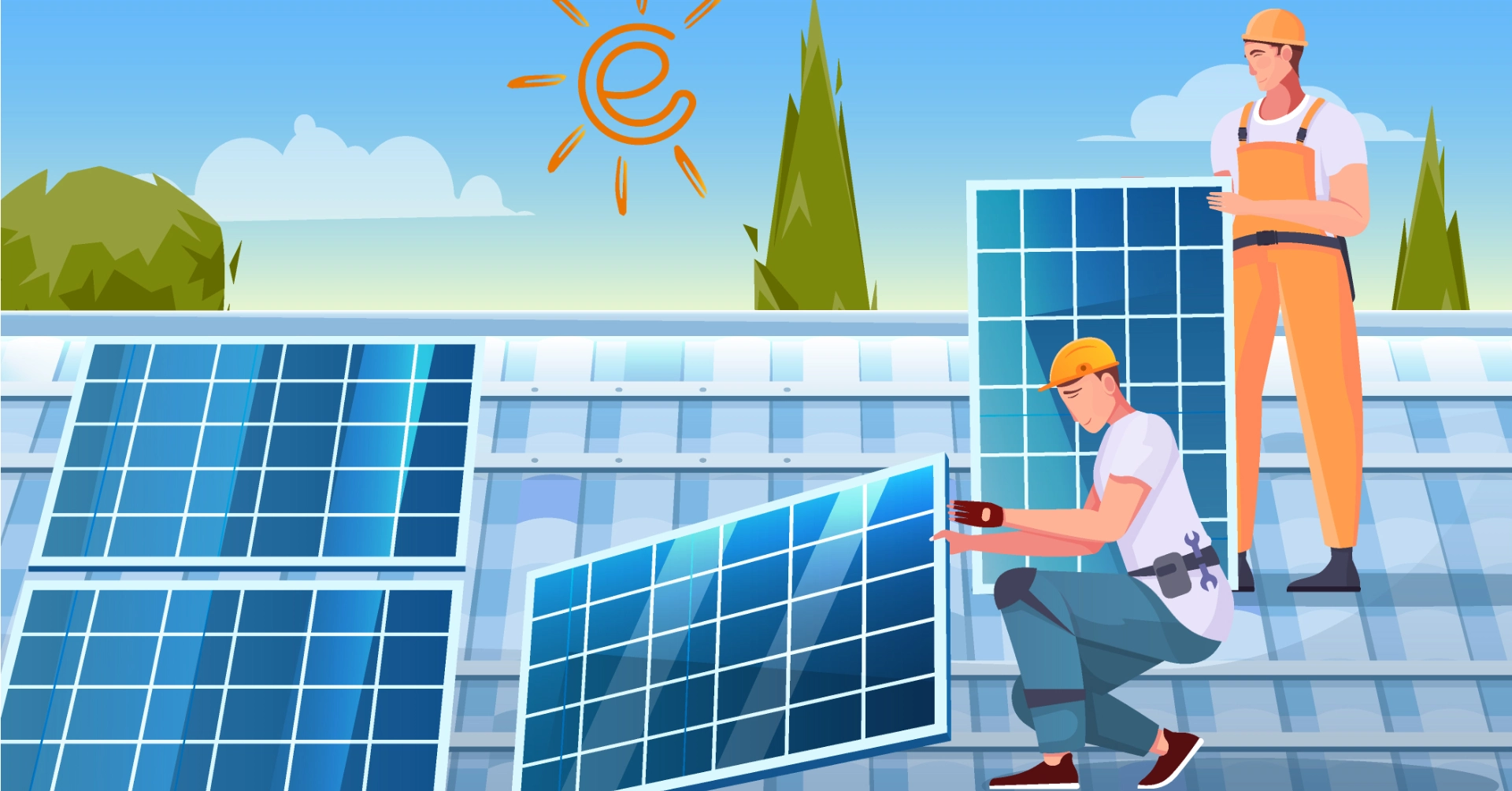 Illustration d'entretien de panneaux photovoltaiques