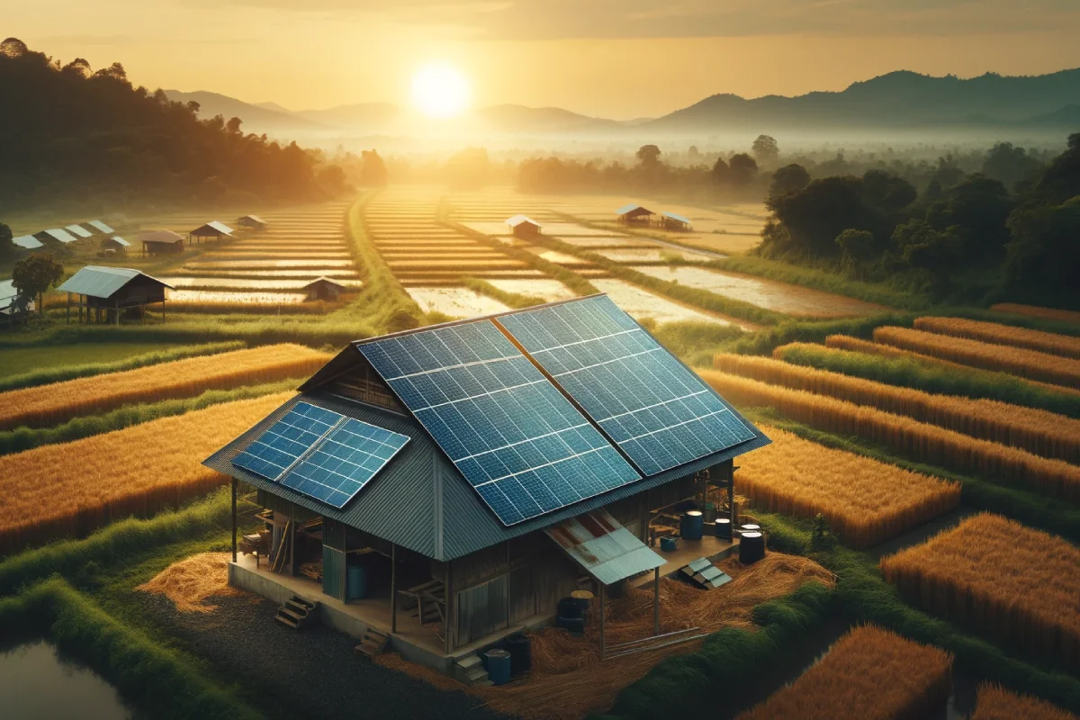 Avantages des Énergies Renouvelables pour les Entreprises- Photo d'un bâtiment agricole avec panneaux solaires