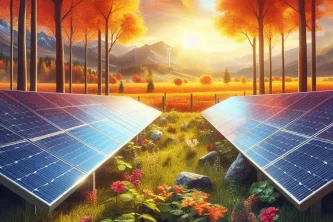 Photo illustrant les panneaux solaires au fil des saisons